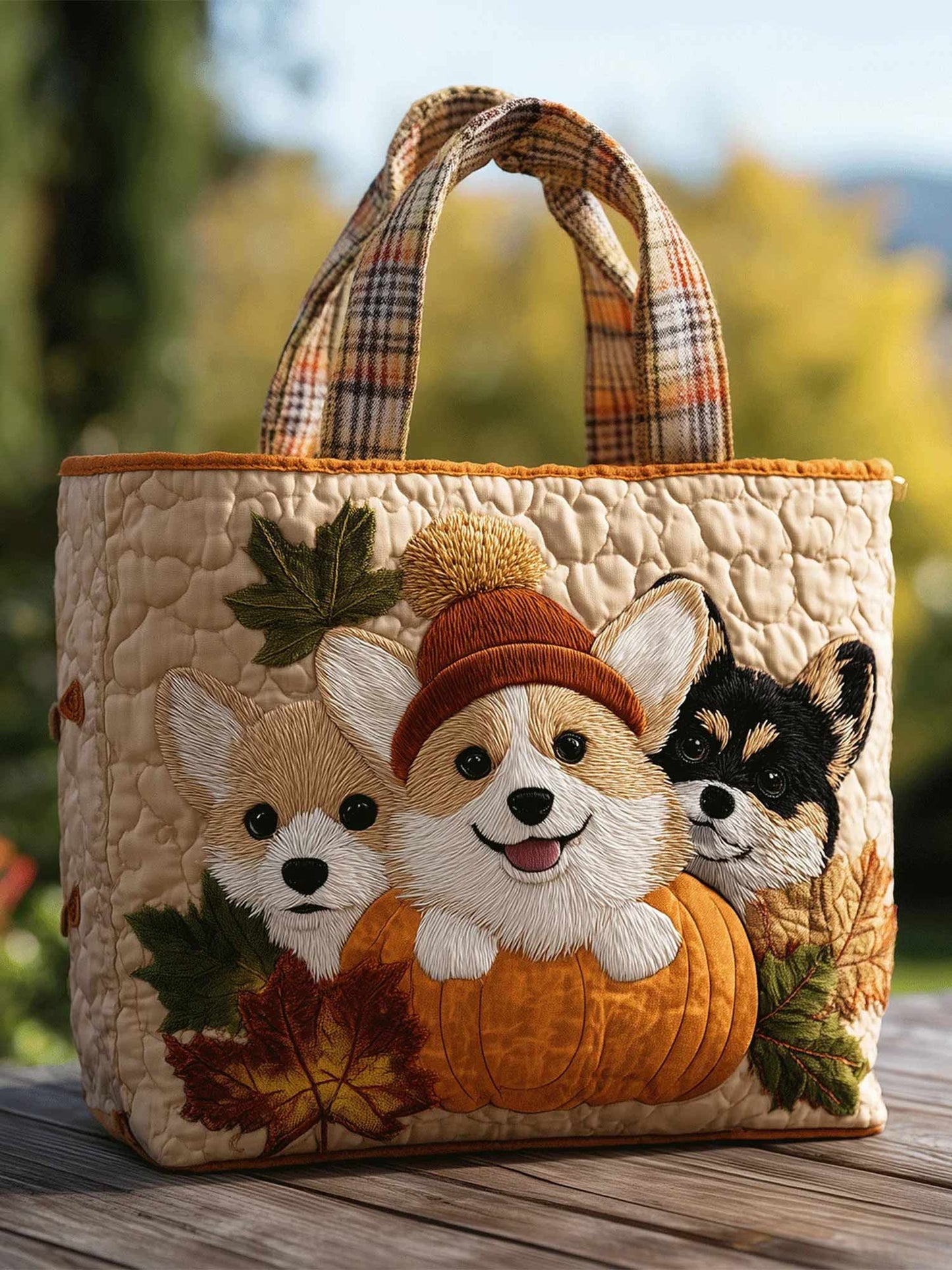 Cozy Corgi Quilted Tote Bag