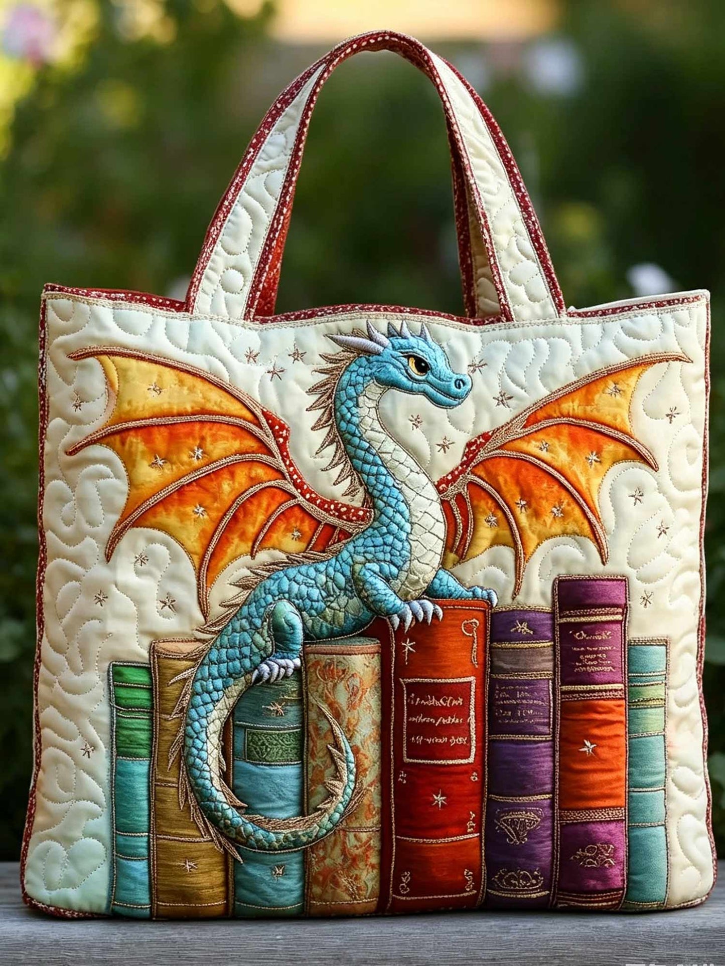 Emerald Book Guardian Quilted Tote Bag