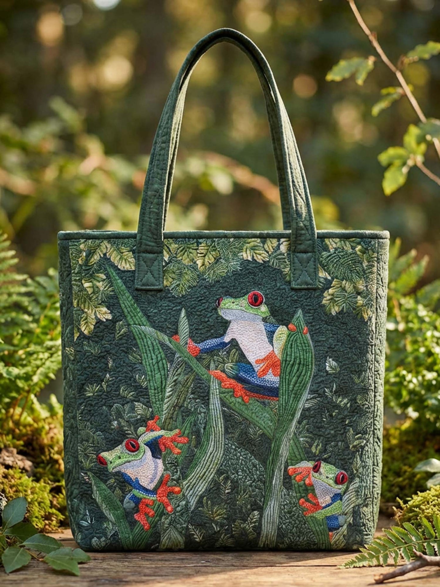 Frog Quilted Tote Bag
