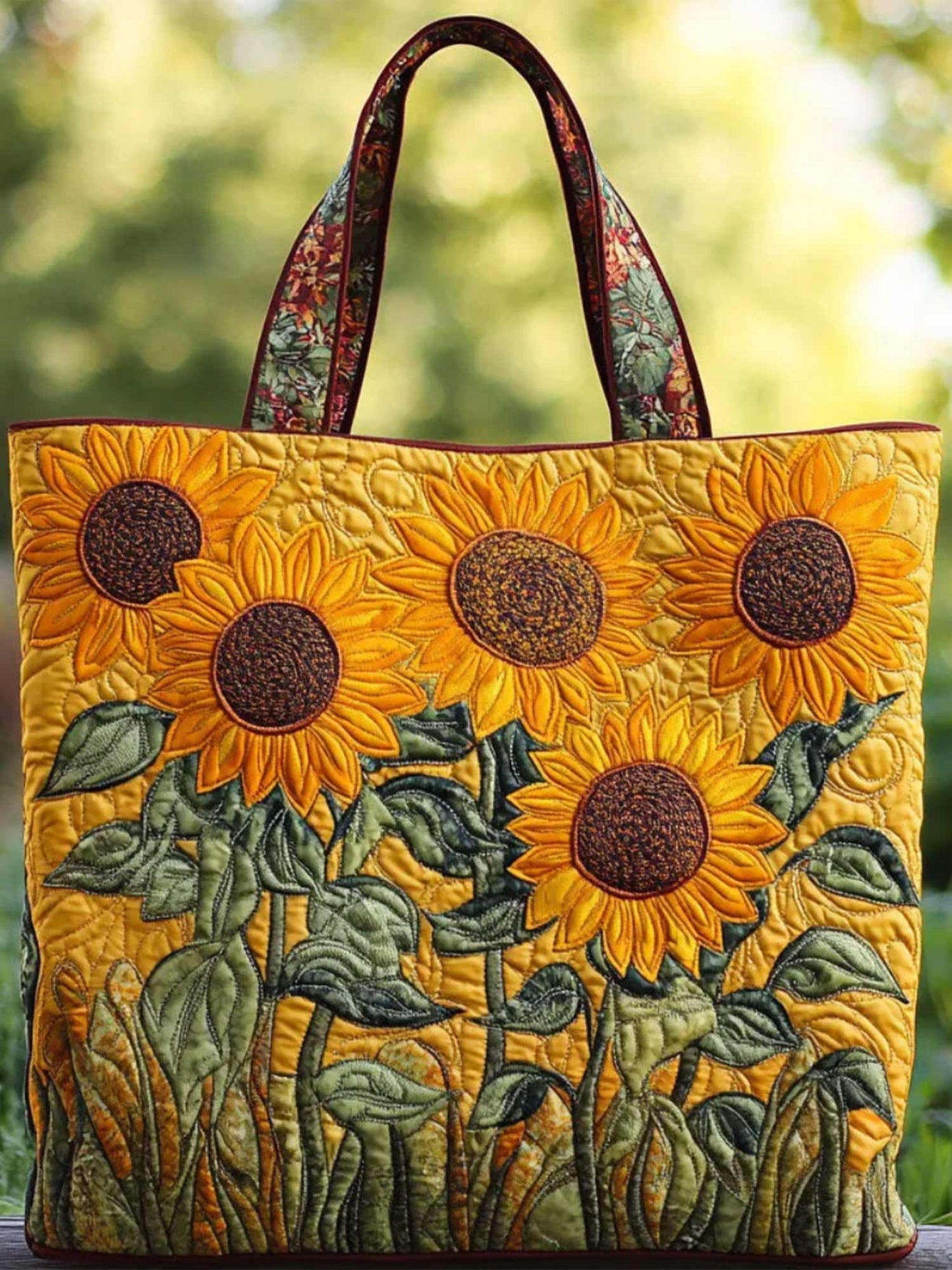 Sunflower Quilted Tote Bag