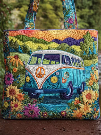 Hippie Van Quilted Tote Bag
