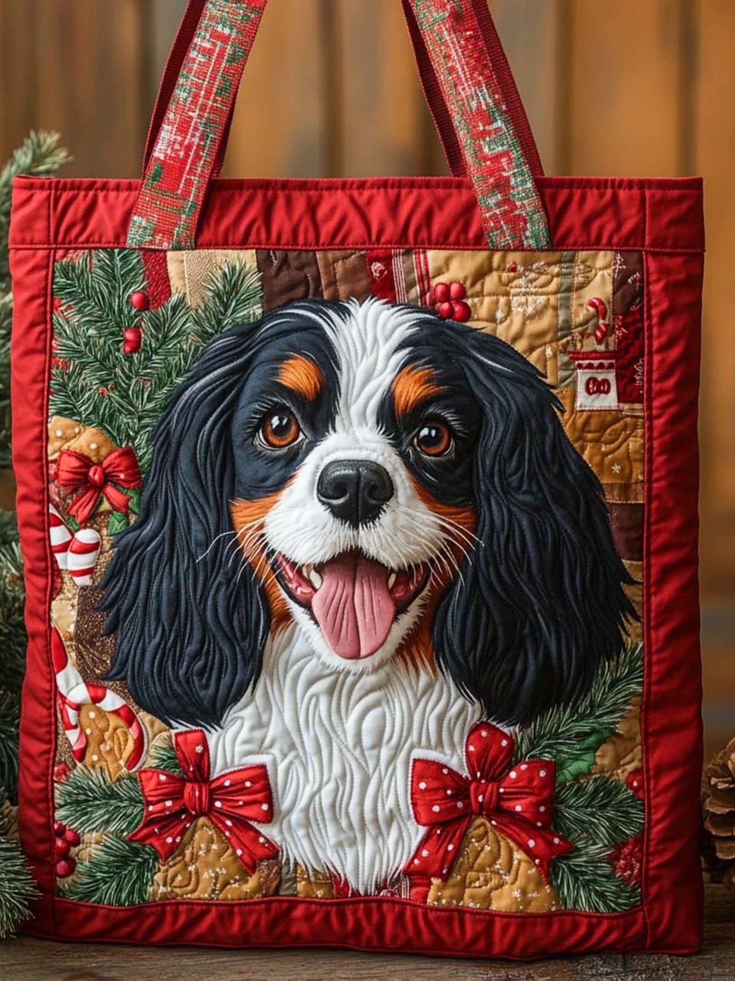 Christmas Dog Quilted Tote Bag