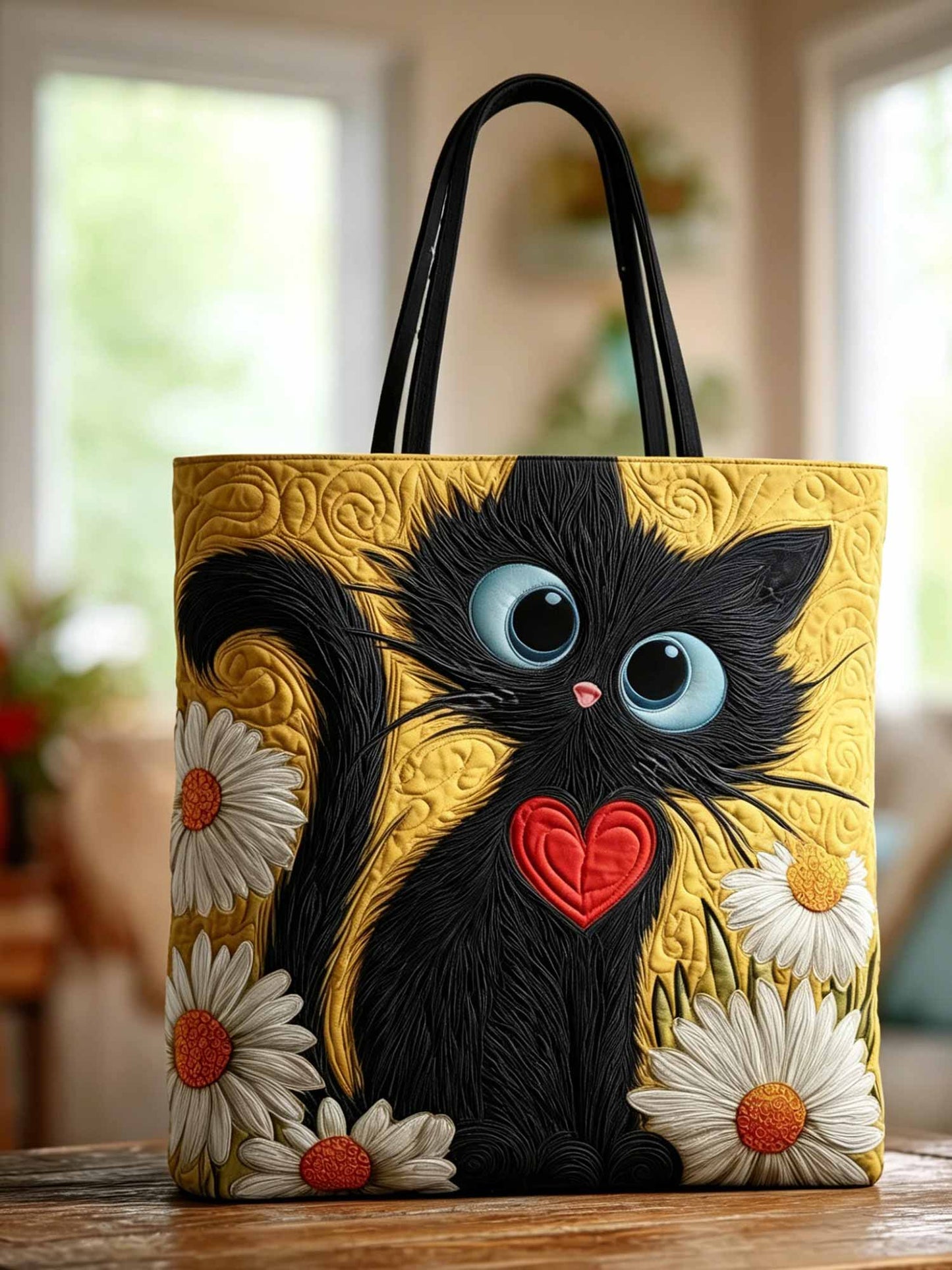 Whimsy Cat Quilted Tote Bag
