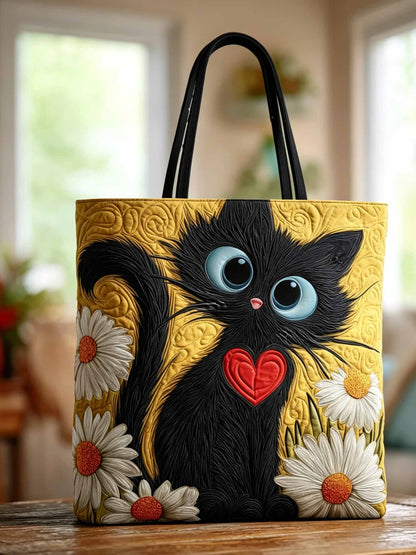 Whimsy Cat Quilted Tote Bag