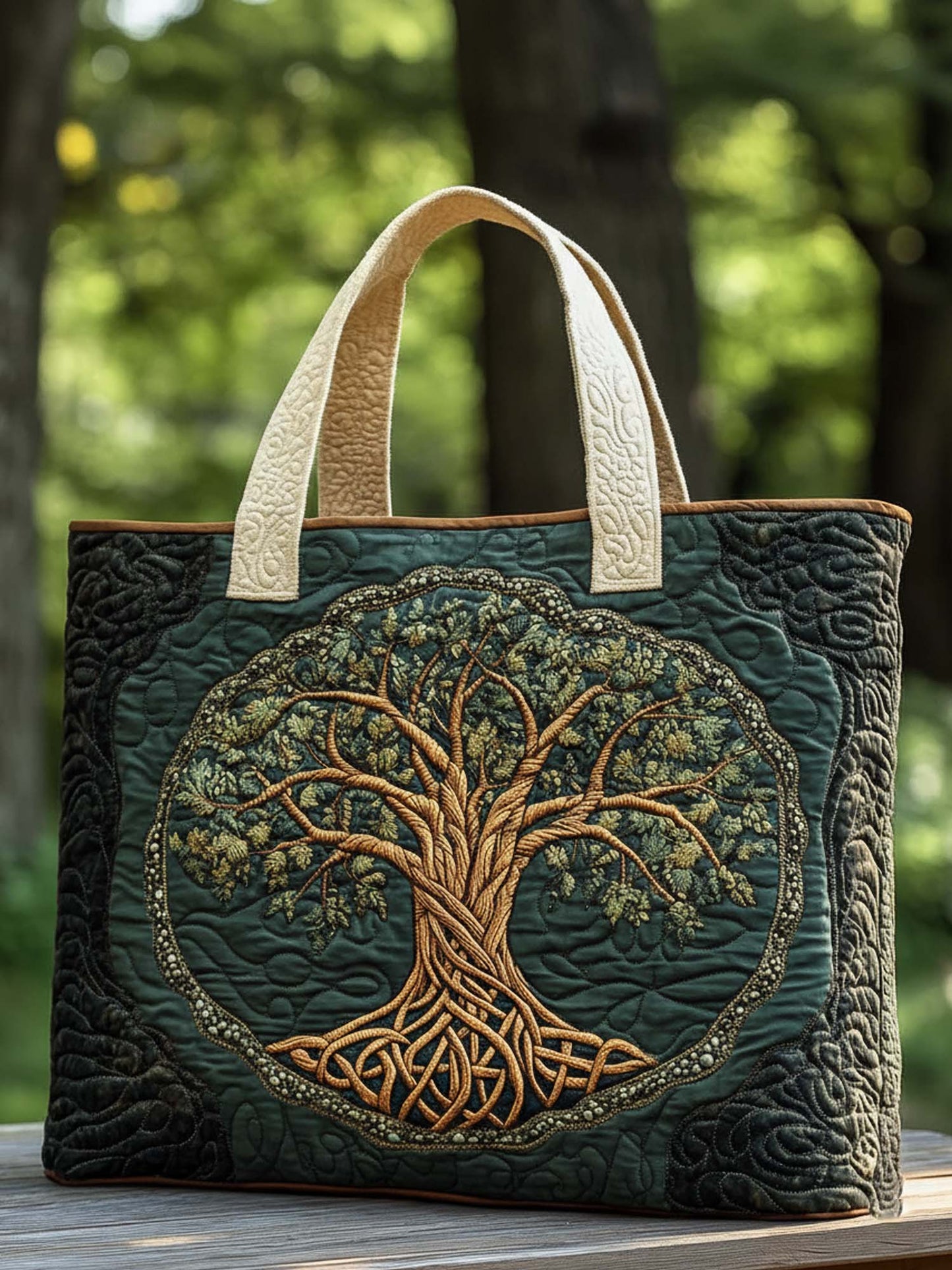 Tree Of Life Quilted Tote Bag