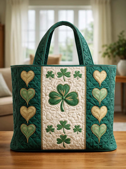 St. Patrick's Day Irish Shamrock Quilted Tote Bag