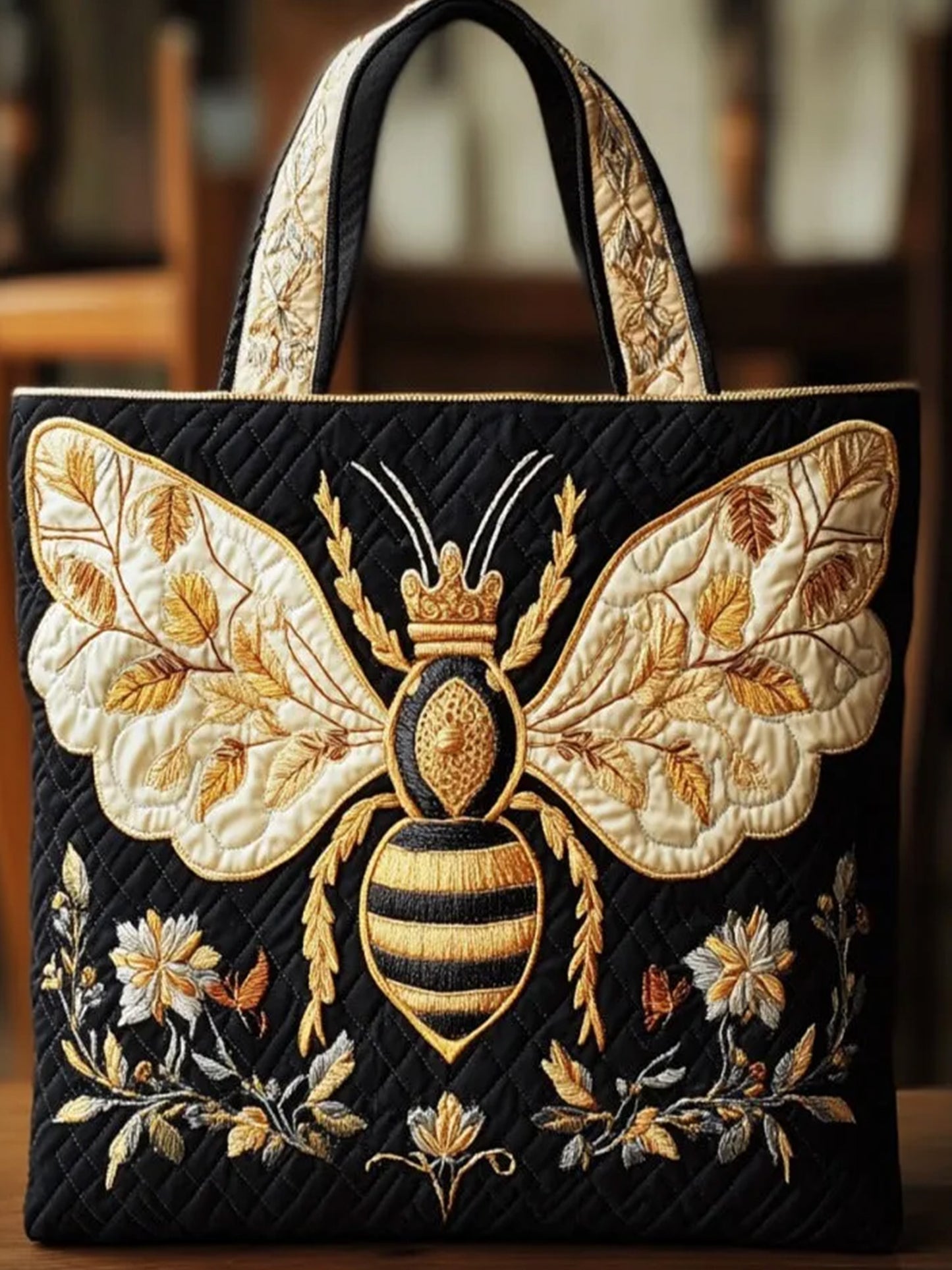 Animals Bees  Print  Quilted Tote Bag