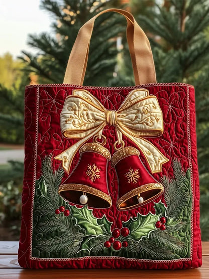 Christmas    Bells Christmas tree   Quilted Tote Bag