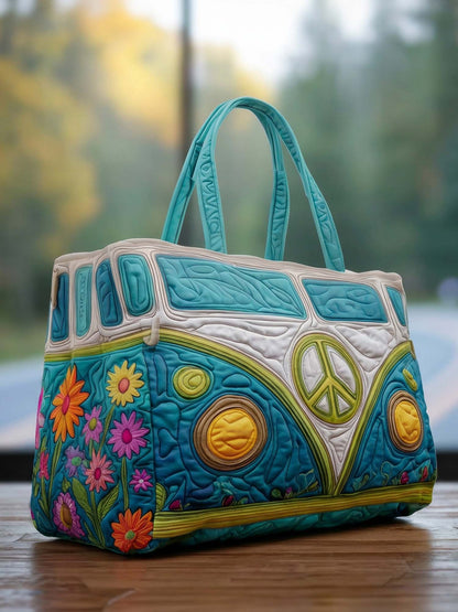 Hippie Van Quilted Tote Bag