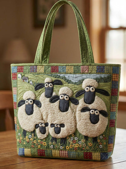 Grassland Lamb Quilted Tote Bag