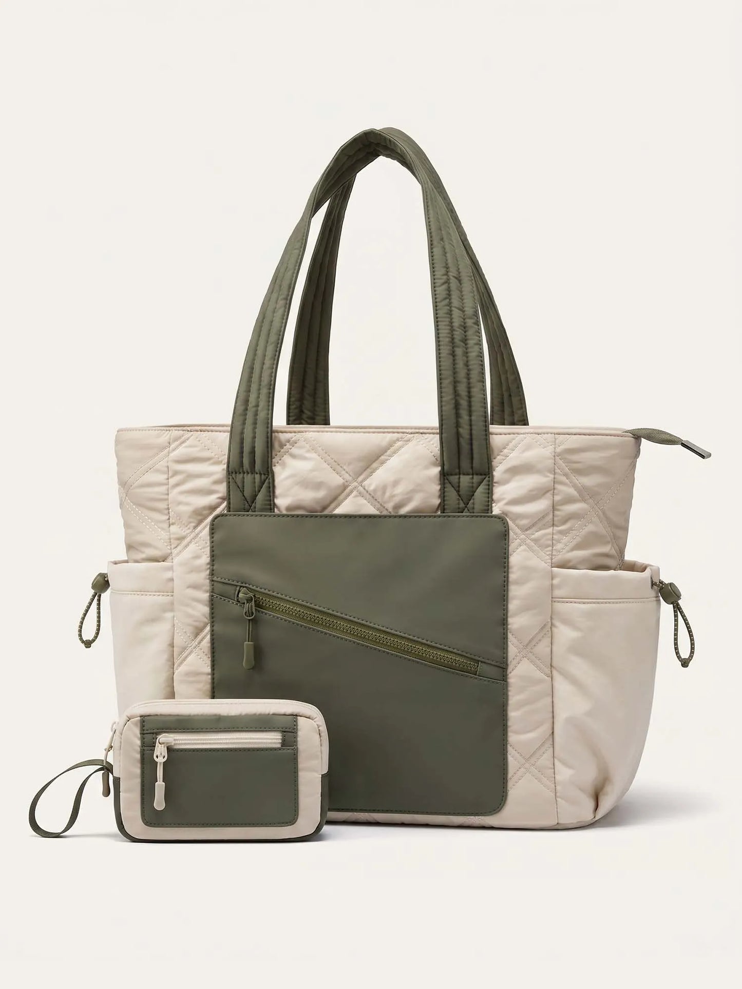 2Pcs Quilted Puffer Tote Bag