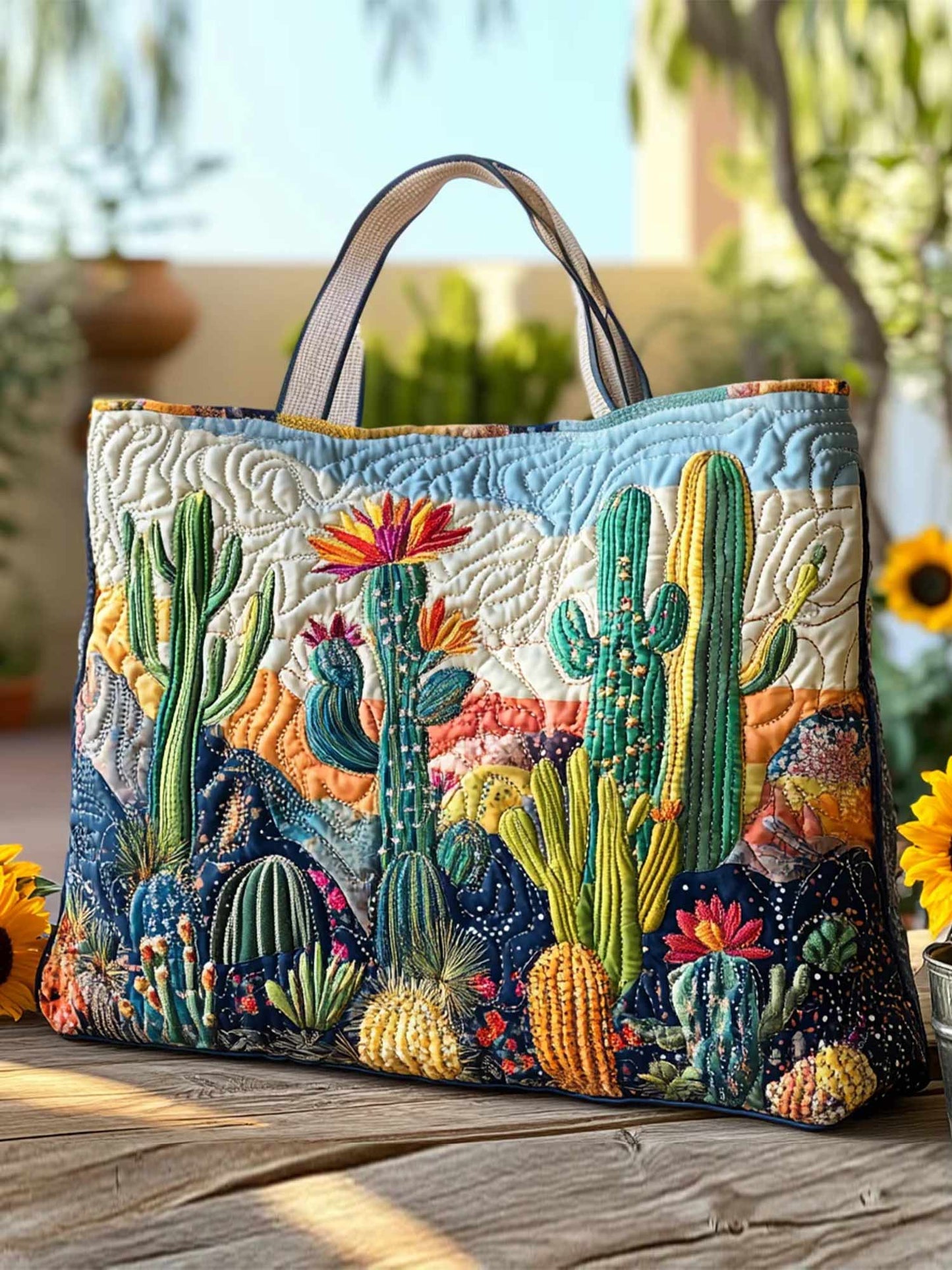 Flower Sea Sand Dunes Quilted Tote Bag
