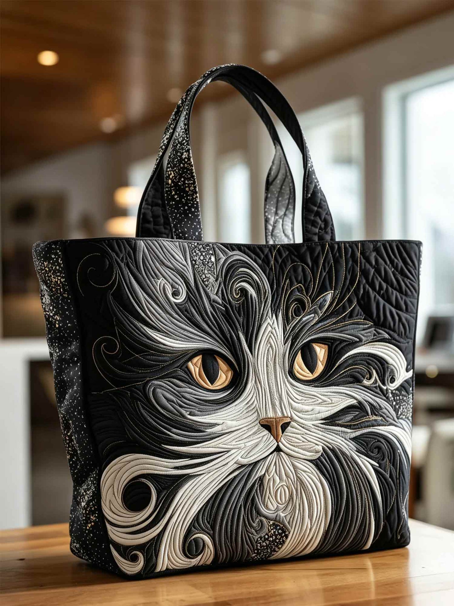 Catitude Quilted Tote Bag