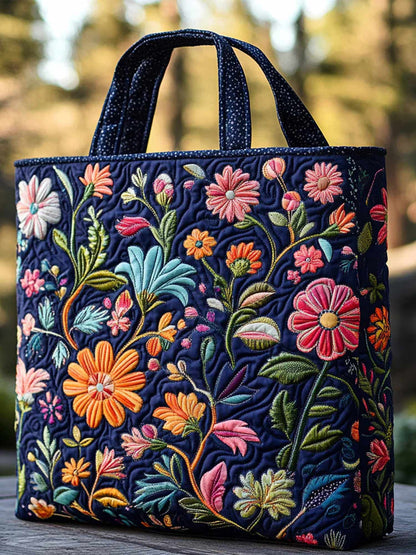 Wild Bloom Quilted Tote Bag
