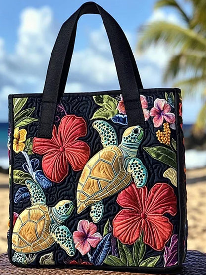 Sea Turtle Quilted Tote Bag