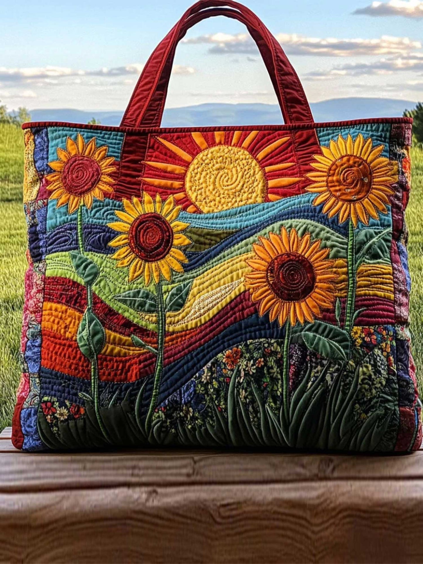 Fields of Joy  Quilted Tote Bag