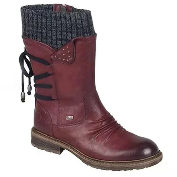 🔥Last Day Promotion 75% OFF - Women's winter low barrel orthotic bow support wool warm boots