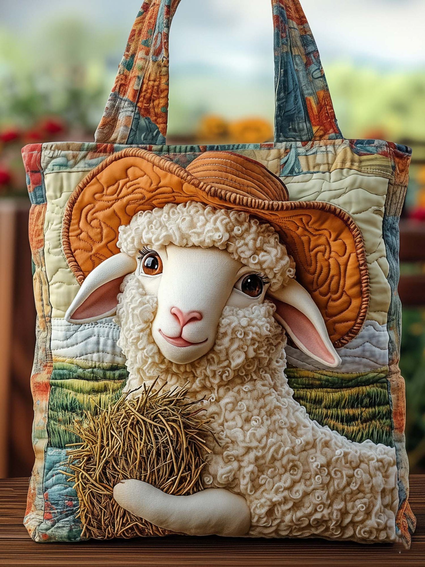 Western Sheep Quilted Tote Bag