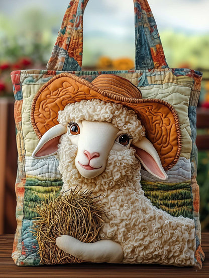 Western Sheep Quilted Tote Bag