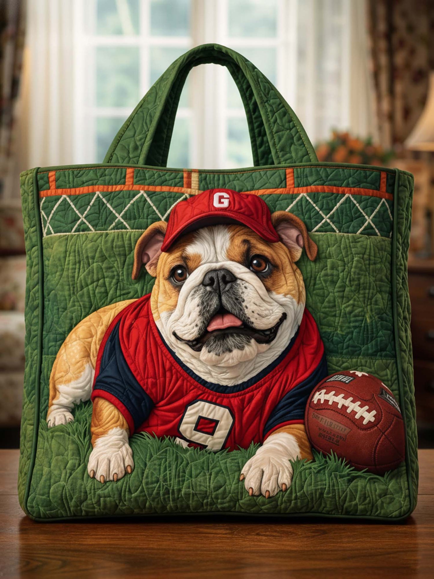 Bulldog Rugby Quilted Tote Bag