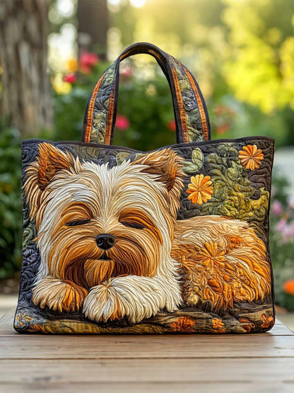 Yorkie Spirit Quilted Tote Bag