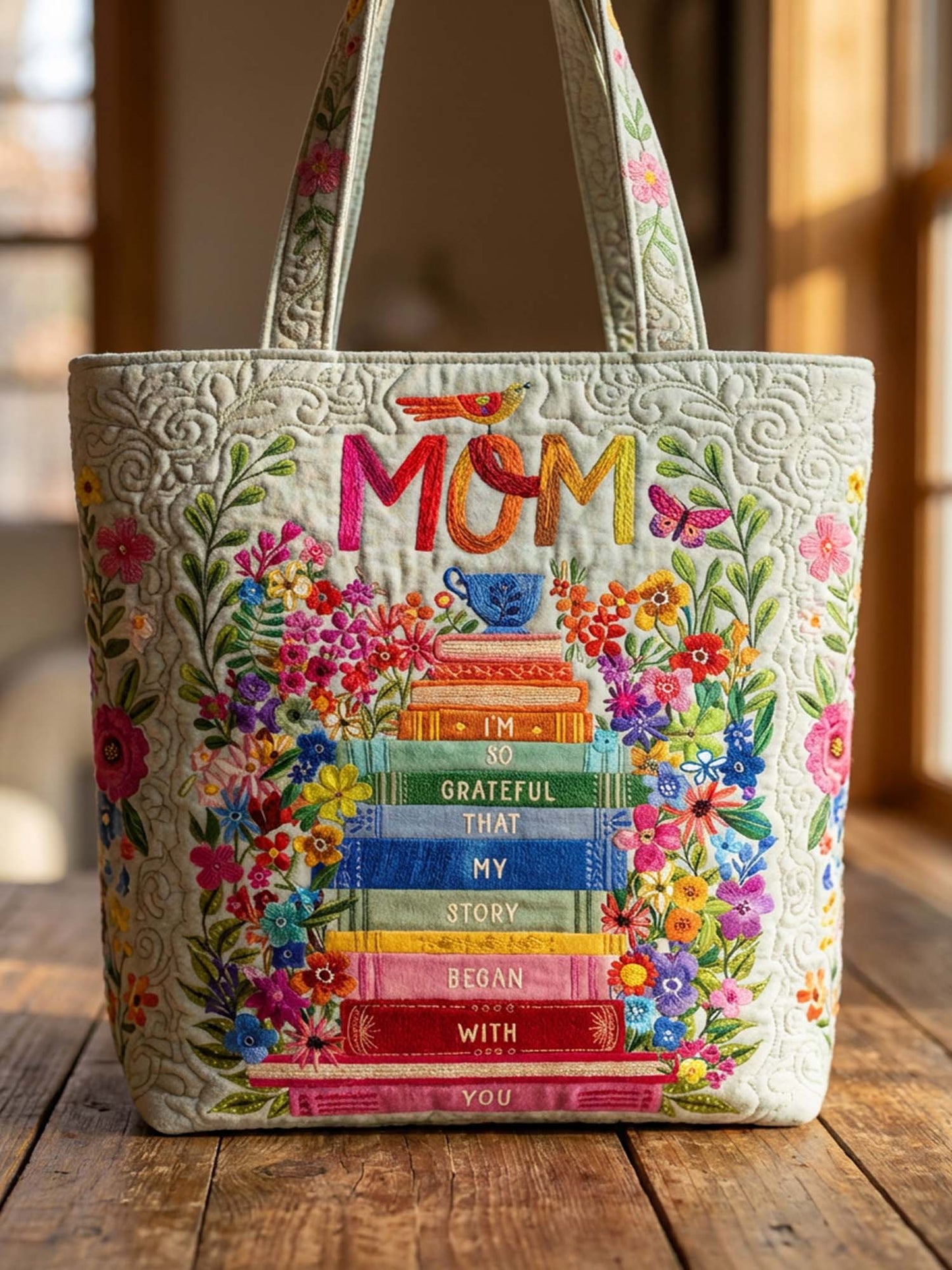 Happy Mother's Day Quilted Tote Bag