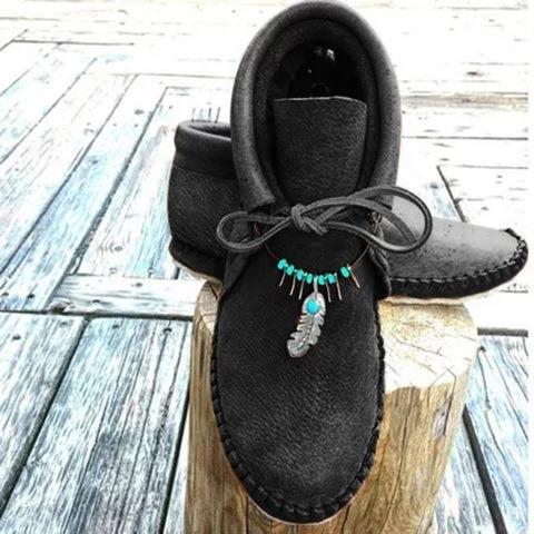 (👢LAST DAY 75% OFF)2024 Short Tube Orthopedic Boots For Women With Feather