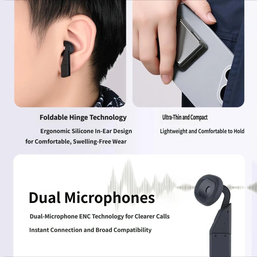 🔥Last Day 70% OFF -🎧Wireless Bluetooth Ultra-thin Foldable Earphones
