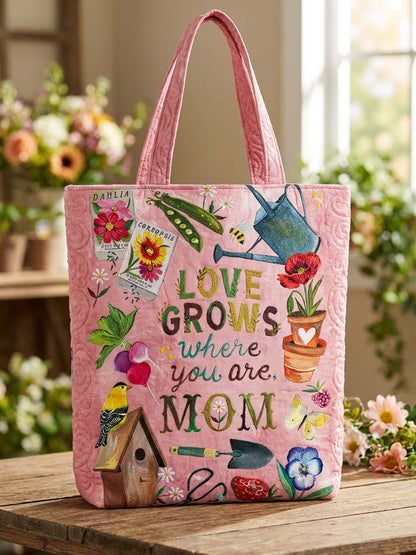 Happy Mother's Day Quilted Tote Bag