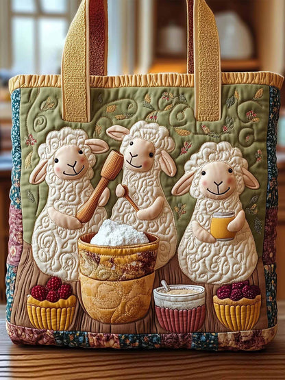 Baking Sheep  Quilted Tote Bag