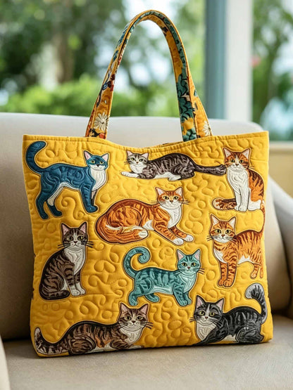 Cute Kittens Pattern Quilted Tote Bag