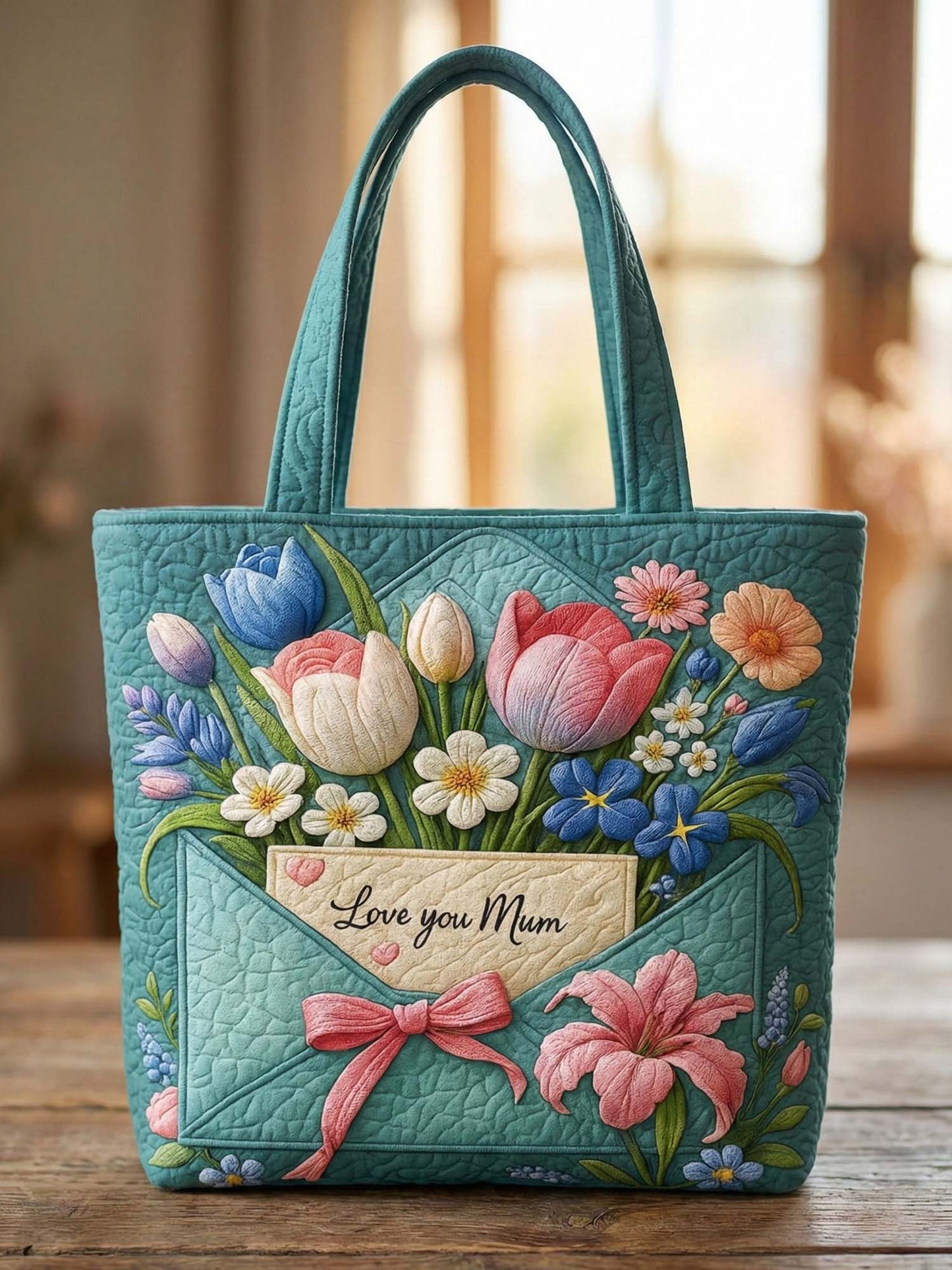 Love You Mum Quilted Tote Bag