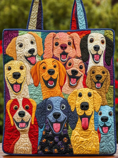 Christmas   Animal   Funny  Dog  Print  Quilted Tote Bag