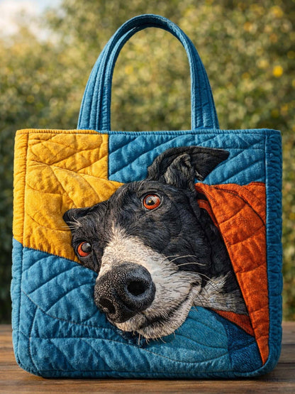 Greyhound Dog Quilted Tote Bag