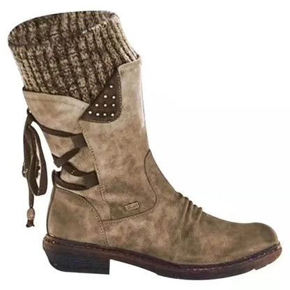 🔥Last Day Promotion 75% OFF - Women's winter low barrel orthotic bow support wool warm boots