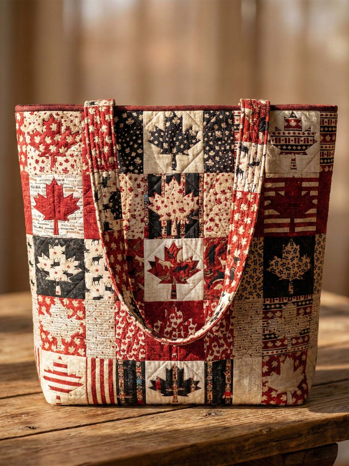 Canadian Maple Leaf Quilted Tote Bag