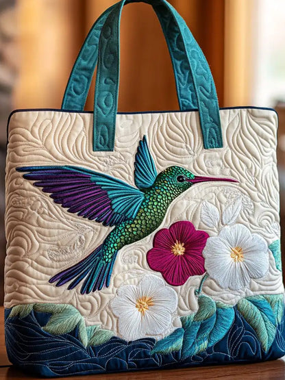 Christmas  Animal White Blossom   Quilted Tote Bag