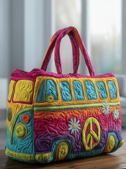Hippie Van Quilted Tote Bag