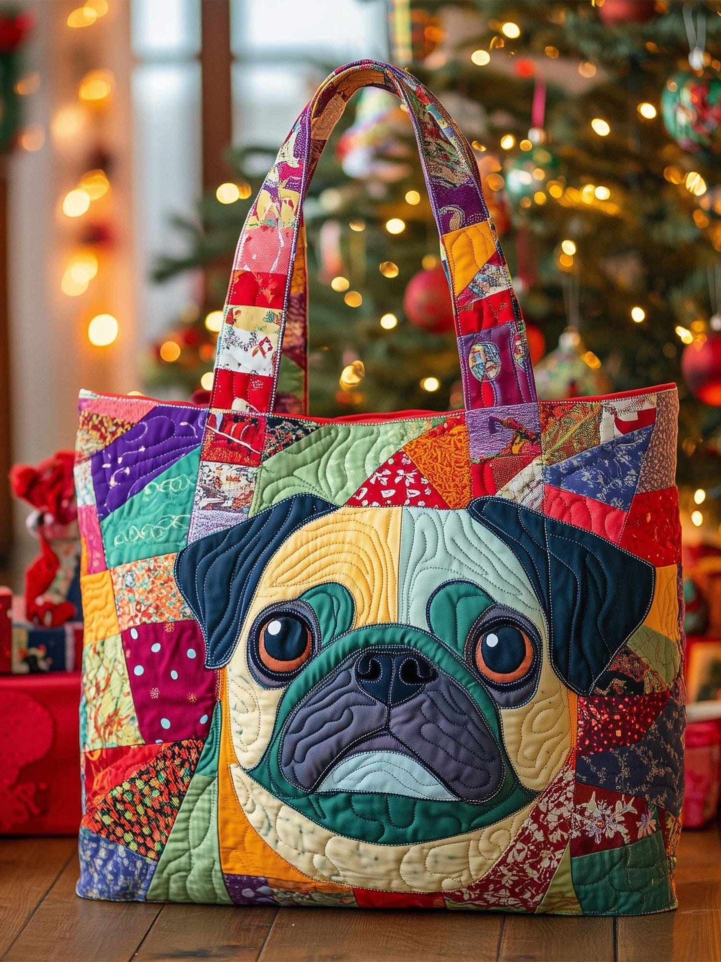 Squishy Pug Quilted Tote Bag