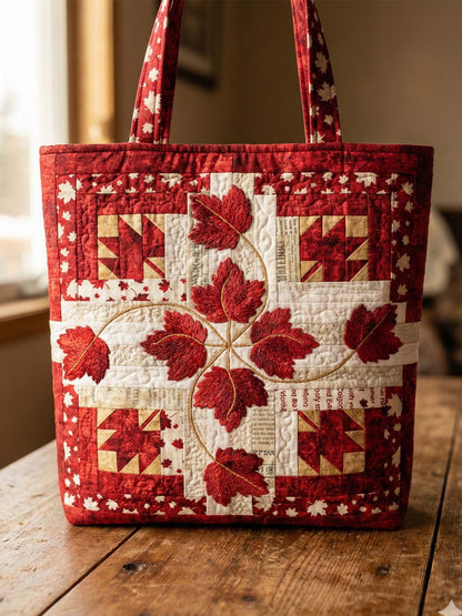 Canadian Maple Leaf Quilted Tote Bag