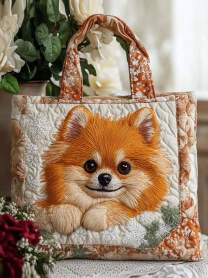 Pom Snow charm Quilted Tote Bag