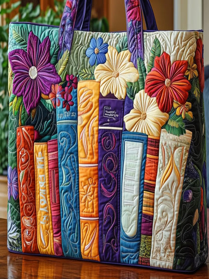 Christmas  Bookworm    Quilted Tote Bag
