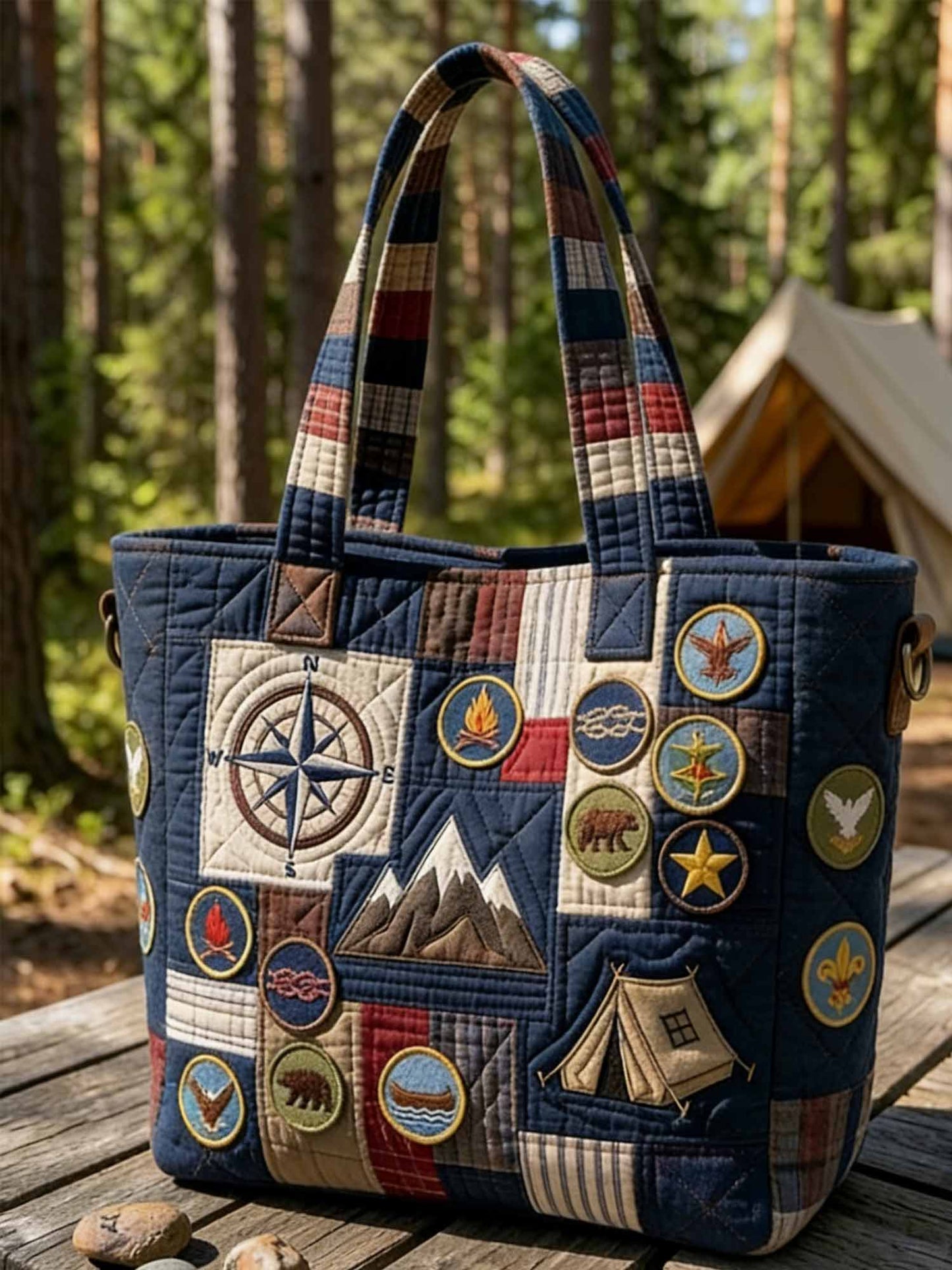 Mountain Trail Quilted Tote Bag