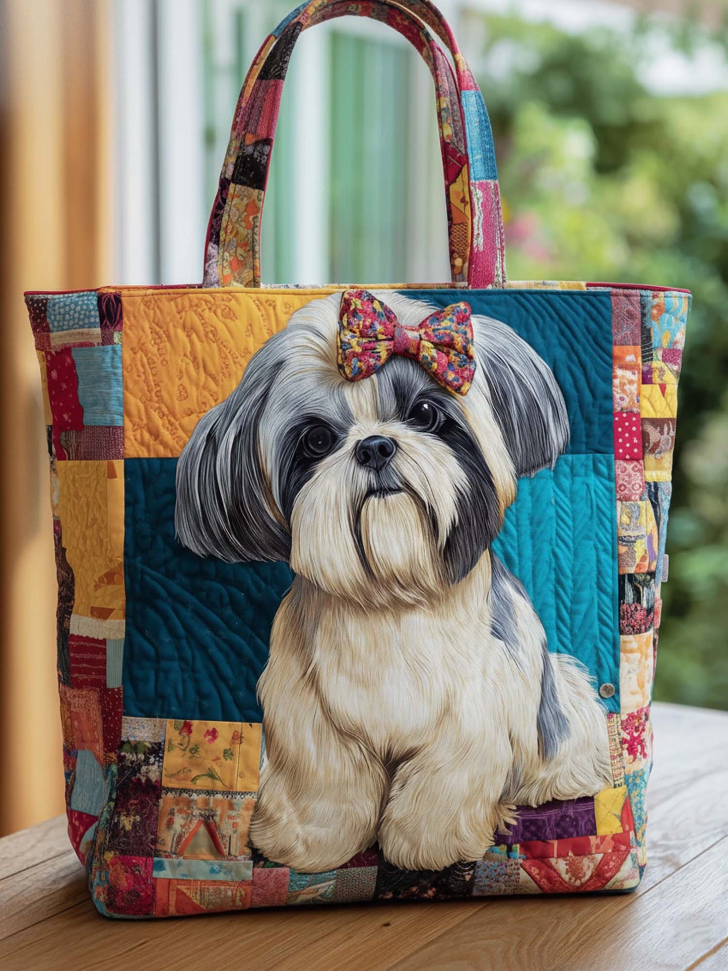 Poodle Dog Quilted Tote Bag
