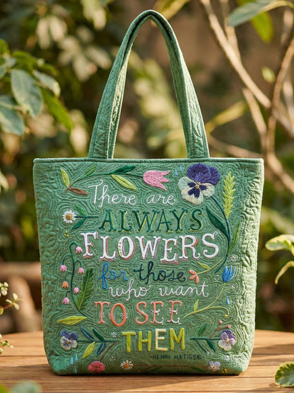 Flower Nature Quilted Tote Bag