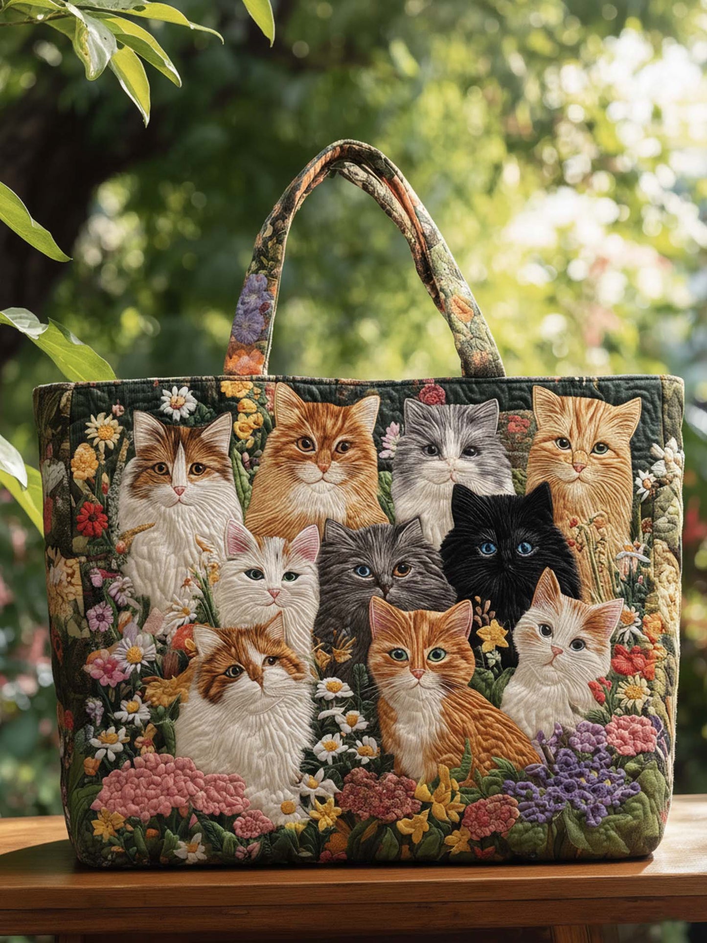 Cat Bliss Quilted Tote Bag