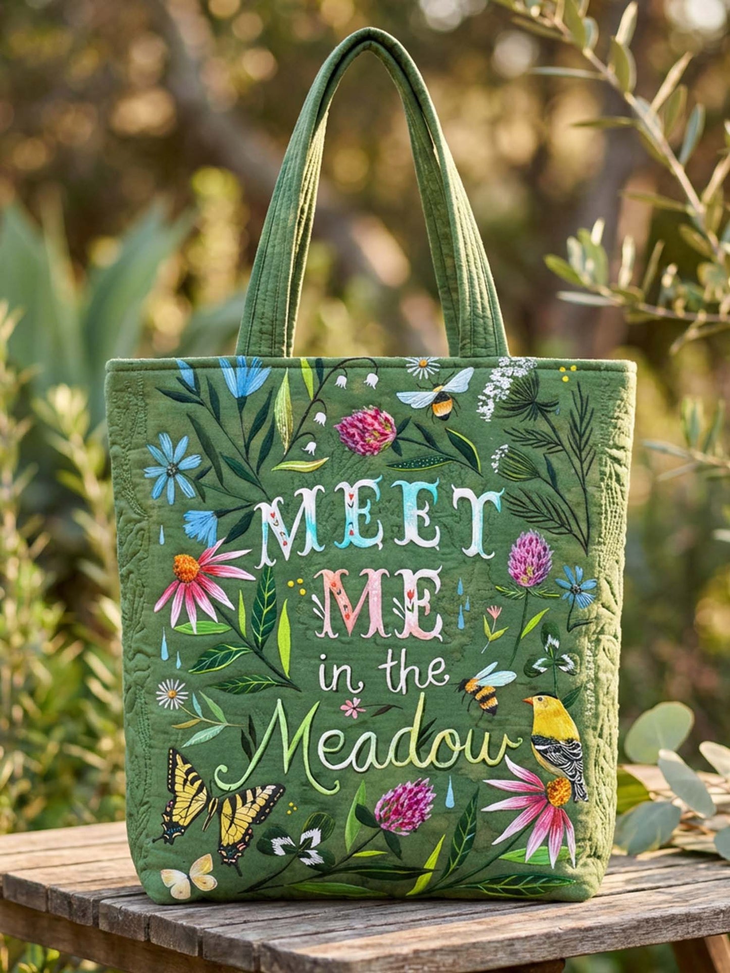 Flower Nature Quilted Tote Bag