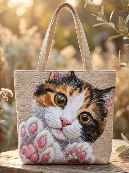 Cat Quilted Tote Bag